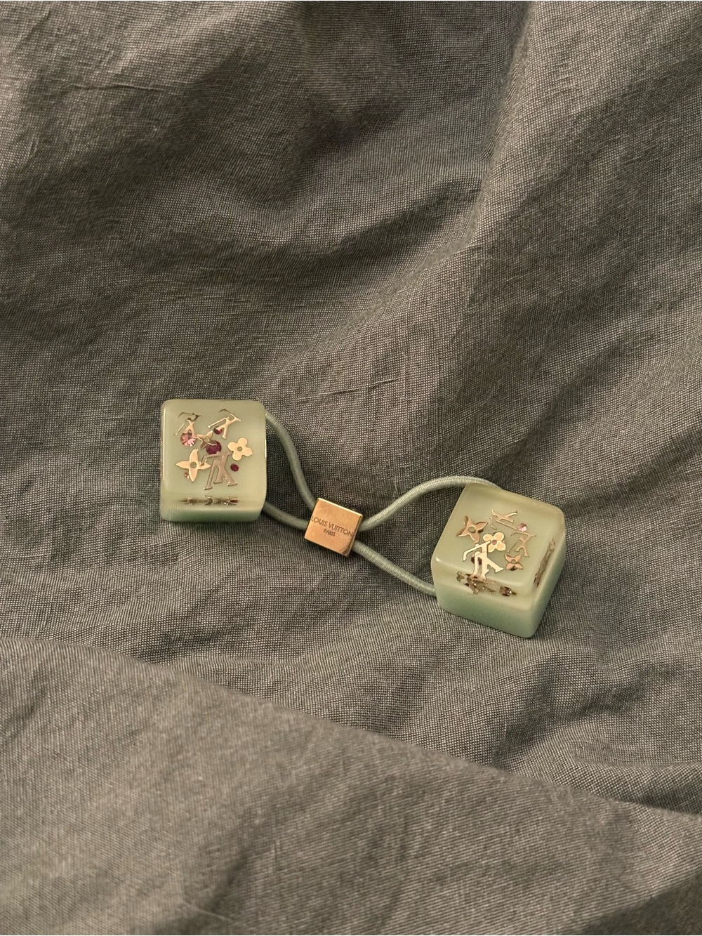 Louis Vuitton Mint Green Floral Cube Hair Accessory